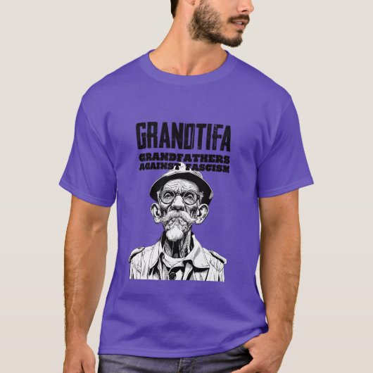グランドティファ ファシズムに反対する祖父たち おもしろ Tシャツ (正面)