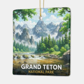 グランドティートン国立公園 アニメ風景画 セラミックオーナメント (左)