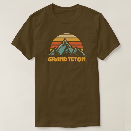 グランドティートン・レトロターコイズブルー Tシャツ (デザイン正面)