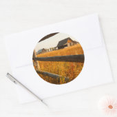 グランドテトンのファームハウス及びレールフェンス ラウンドシール (封筒)