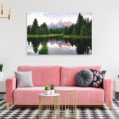 グランドテトンの反射がビーバー池を越えて キャンバスプリント (インサイチュ (リビング))