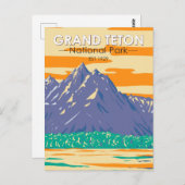 グランドテトンナショナルパークイン春ヴィンテージ ポストカード (正面/裏面)
