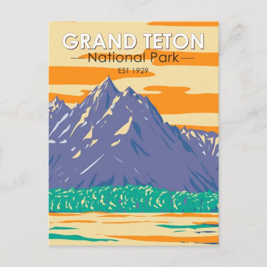 グランドテトンナショナルパークイン春ヴィンテージ ポストカード (正面)