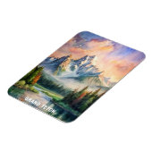 グランドテトンナショナルパークウォーターカラー絵画ズ マグネット (左側)