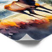 グランドテトンナショナルパークエルクワイオミンウォーターカラー ポスター (角)