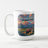 グランドテトンナショナルパークマウンテンズバイソンワイオミング コーヒーマグカップ (左)