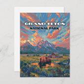 グランドテトンナショナルパークマウンテンズワイオミンカード (正面/裏面)