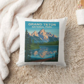 グランドテトンナショナルパークランドスケープトラベルアート クッション (ブランケット)