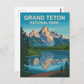 グランドテトンナショナルパークランドスケープトラベルアート ポストカード (正面/裏面)