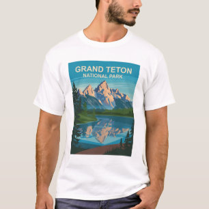 グランドテトンナショナルパークランドスケープトラベルアート Tシャツ