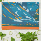 グランドテトンナショナルパークワイオミングヴィンテージ キッチンタオル (折り畳み)