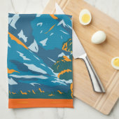 グランドテトンナショナルパークワイオミングヴィンテージ キッチンタオル (四つ折り)