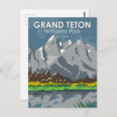 グランドテトンナショナルパークワイオミングヴィンテージ ポストカード (正面/裏面)
