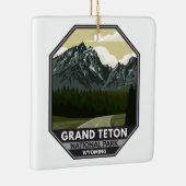 グランドテトンナショナルパークワイオミンロードヴィンテージ セラミックオーナメント (右)