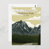 グランドテトンナショナルパークワイオミンロードヴィンテージ ポストカード (正面/裏面)