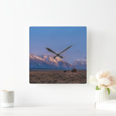 グランドテトンマウンテンアンドプレーリ スクエア壁時計 (ホーム)