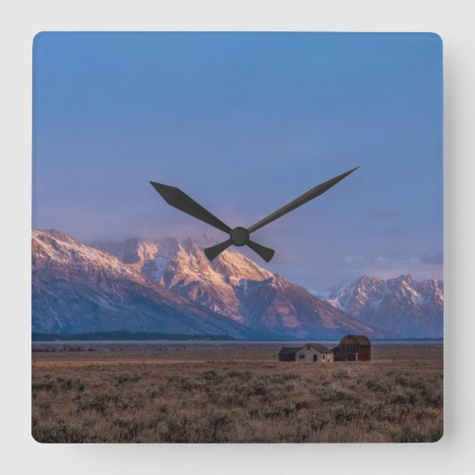 グランドテトンマウンテンアンドプレーリ スクエア壁時計 (正面)