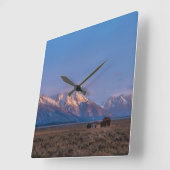 グランドテトンマウンテンアンドプレーリ スクエア壁時計 (傾斜)