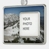 グランドテトンマウンテンズI写真の雪のピーク シルバープレートフレームオーナメント (左)