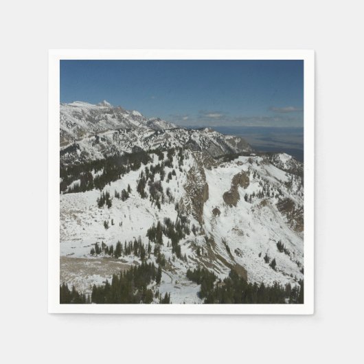 グランドテトンマウンテンズI写真の雪のピーク スタンダードカクテルナプキン (正面)