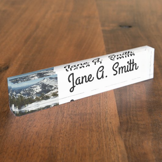 グランドテトンマウンテンズII写真の雪のピーク デスクネームプレート (側面)