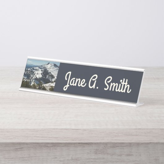 グランドテトンマウンテンズII写真の雪のピーク デスクネームプレート (正面)