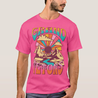 グランドテトンワイオミング自然ハイキングマウンテンズアウトドア Tシャツ