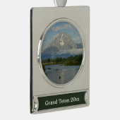 グランドテトン国立公園でのカヤック シルバープレートバナーオーナメント (右)