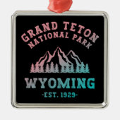 グランドテトン国立公園ワイオミングUSAグラデーション メタルオーナメント (正面)