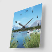 グランドテトン国立公園造園写真 スクエア壁時計 (傾斜)