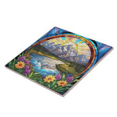 グランドテトン山フェイク間ステンドグラス山 タイル (側面)