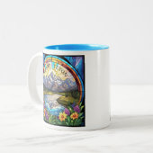 グランドテトン山フェイク間ステンドグラス山 ツートーンマグカップ (正面左)