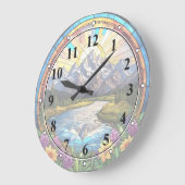 グランドテトン山フェイク間ステンドグラス山 ラージ壁時計 (傾斜)