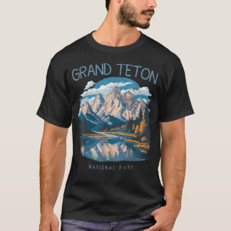 グランドテトン・レトロ・アメリカ ワイオミング州 ジャクソンホール レイク Tシャツ