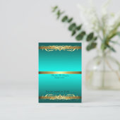 グランドデイチェスティール（緑がかった色）&金ゴールドスクロールテーブルプレイスカード プレイスカード (スタンド正面)