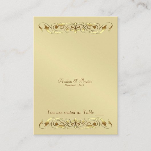 グランドデイチェス金ゴールドメタルスクロールテーブルプレイスカード プレイスカード (正面)