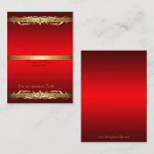 グランドデュチェスレッド&金ゴールドスクロールテーブルプレイスカード プレイスカード (正面/裏面)