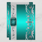 グランドデュークティール(緑がかった色)ジュエルシルバーアンドティール(緑がかった色)招待状 招待状 (正面/裏面)