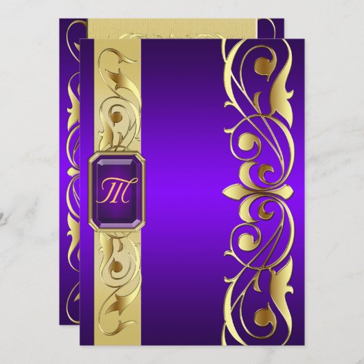 グランドデューク パープル ジュエル ゴールド & パープル ご招待状 招待状 (正面/裏面)