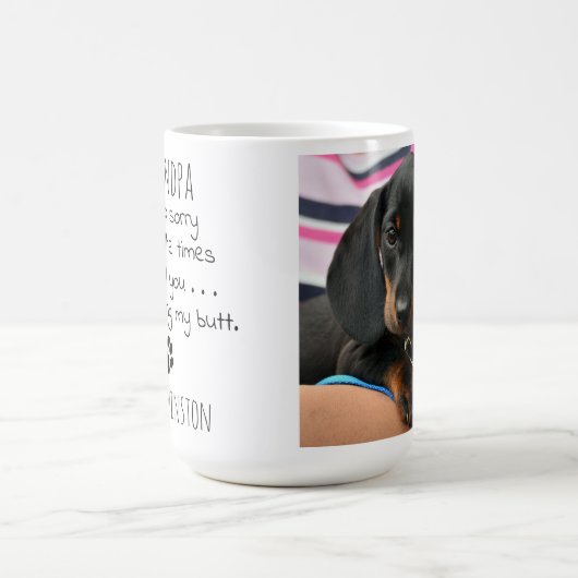グランドドッグパーソナライズされたペットフォトおもしろい犬グランドパ コーヒーマグカップ (中央)