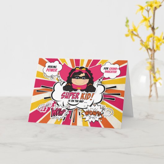 グランドドーターグッドウェルピンクスーパーヒーロー漫画本 カード (黄色い花)