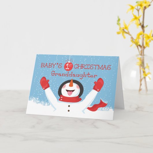 グランドドーターバビーズ初めてのクリスマス雪だるま カード (黄色い花)