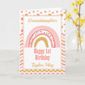 グランドドーターピンクレインボー誕生日 カード (黄色い花)