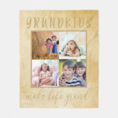 グランドニュートラル写真コラージュを生きる孫 フリースブランケット (正面)