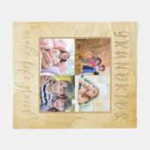 グランドニュートラル写真コラージュを生きる孫 フリースブランケット (正面(横))