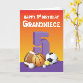 グランドニースファイブ誕生日スポーツボール カード (黄色い花)