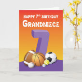 グランドニース7誕生日スポーツボール カード (黄色い花)