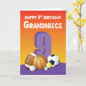グランドニース9誕生日スポーツボール カード (黄色い花)