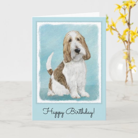 グランドバスセットグリフォンヴェンディーンオリジナルドッグアート カード (黄色い花)