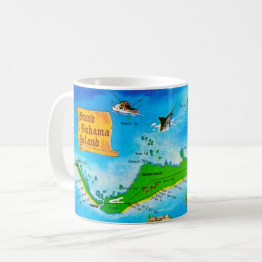 グランドバハマ島地図マグカップ コーヒーマグカップ (正面左)